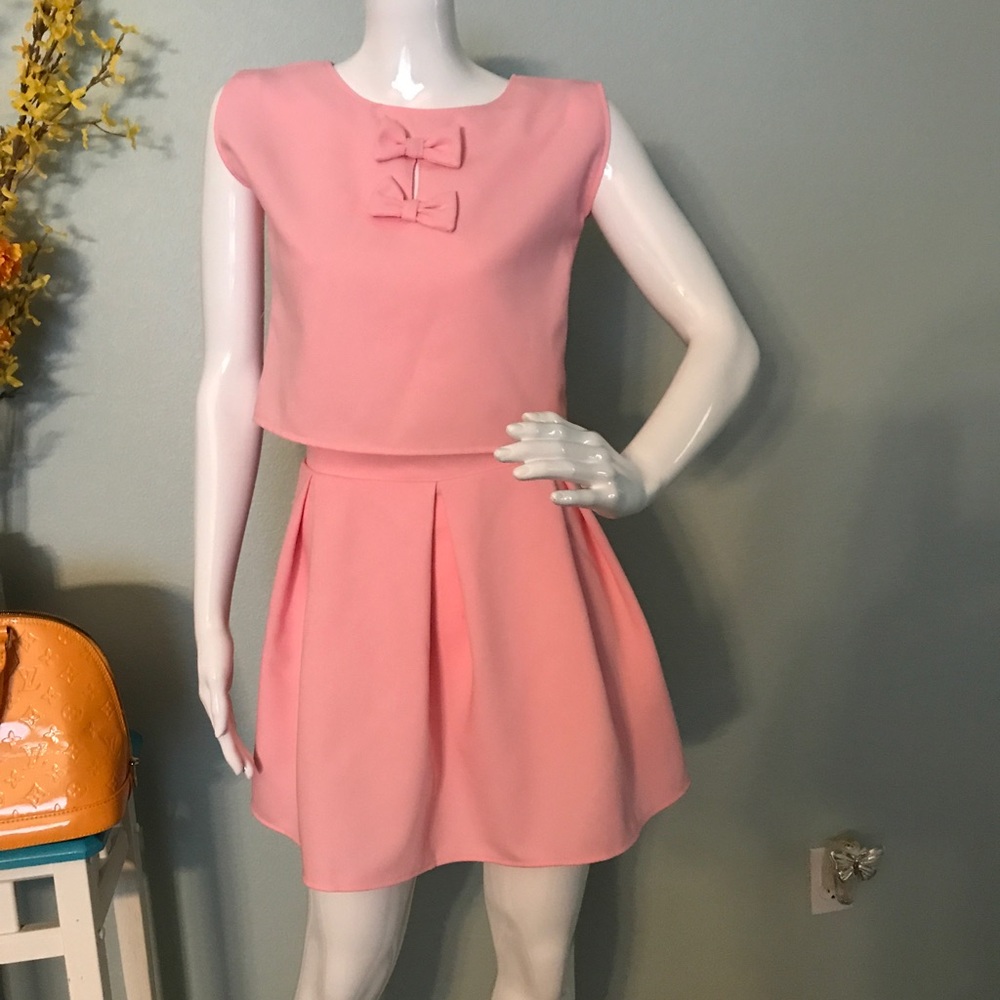 Pink Bow top and skirt